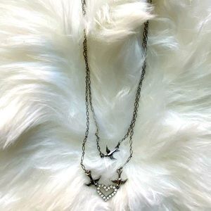 Cookie Lee Bird Necklace, Silver